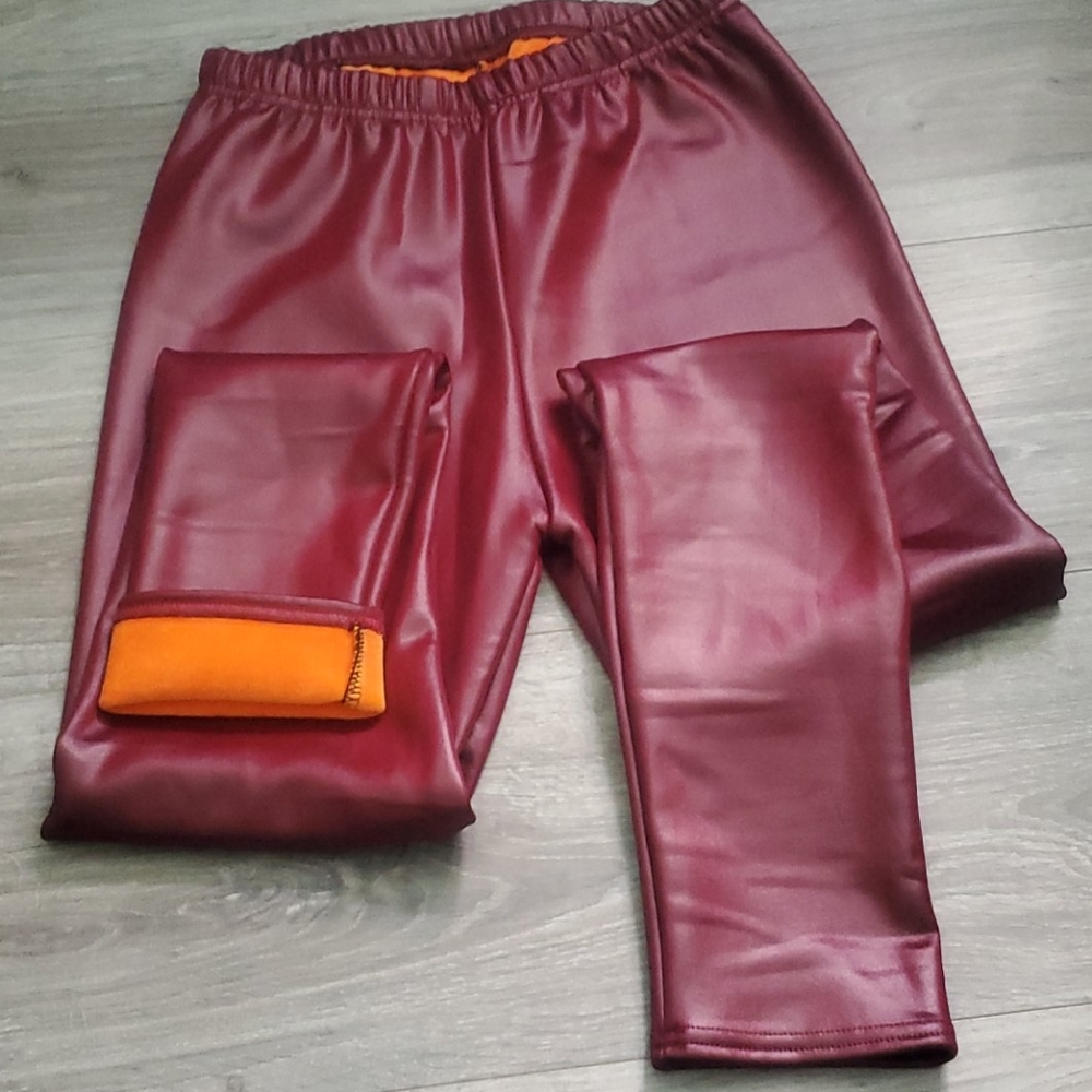 Leather like lined winter tights